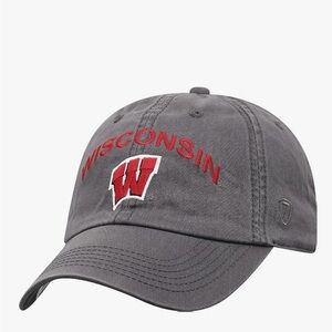 Gray Wisconsin Cap with Red Logo